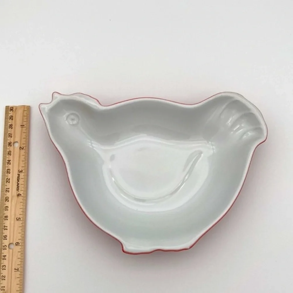 Pair of Vintage Sur La Table Red Chicken Ceramic Baking Dishes